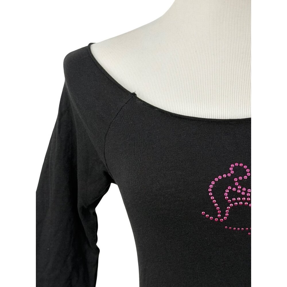 Vtg 90s NWT Smudge Black Studded Aquarius Tee | Dark Academia Grunge Y2K Indie M - Picture 5 of 13